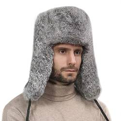 JIAHG Herren Winter Fliegermütze Trappermütze Winddicht Wintermütze Earflap Trapper Mütze Warm Kunstfell Pelzmütze Männer Fellmütze Russenmütze Bomber Hüte Ohrenklappe Schneekappen von JIAHG