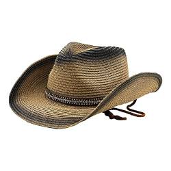 JIAHG Unisex Cowboyhut Strohhut Herren Westernhut Sommerhut Sonnenhut Stroh Panamahut Piratenhut Damen Strandhut Fischerhut Strandmütze von JIAHG