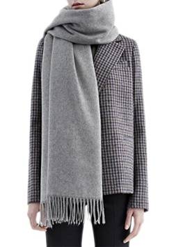 Kaschmir Langer Schal Umschlagtuch Damen Mädchen Deckenschal Winterschal Wollschal Dick Weich Wraps für Frühling Herbst und Winter (Grau A) von JIAHG