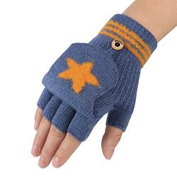 Kinder Halbfinger Handschuhe Fingerlose Fäustlinge Warm Mehrfarbige Strickhandschuhe Fingerhandschuhe mit Flip Top Mädchen Jungen Herbst Winter Bedarf von JIAHG