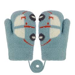 Kinder Winter Handschuhe Baby Fäustlinge Fausthandschuh Halshandschuhe Themohandschuhe Gloves Gestrickte Handschuhe Warme Strickhandschuhe für 1 2 3 4 5 6 Jahre Jungen Mädchen (Hellblau, 1-4 jahre) von JIAHG