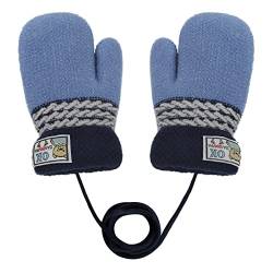 Kinder Winter Handschuhe Fäustlinge Baby Cartoon Fausthandschuh Halshandschuhe Dicke Doppelt Strickhandschuh mit Plüsch,0-3 Jahre alt, Spielen, Laufen, Skifahren Bedarf (Blau C) von JIAHG