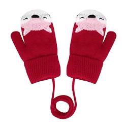 Kinder Winter Handschuhe Fäustlinge Baby Cartoon Fausthandschuhe Halshandschuhe Dicke Doppelt Strickhandschuhe Niedliche Fuchs Handschuhe, 1-3 Jahre alt, Spielen, Laufen, Skifahren Bedarf von JIAHG