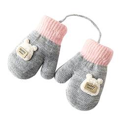 Unisex Kinder Fäustling Baby Winter Handschuhe Gloves Fausthandschuhe Halshandschuhe Dicke Warm Strickhandschuhe Kinder Skihandschuhe Laufhandschuhe mit schnur, 1-3 Jahre alt von JIAHG