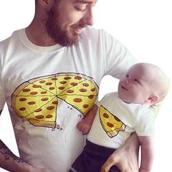 Familie Kleidung Mann Vater Sohn Baby Rundhals Kurzarm Pizza Print T-Shirt Bluse Kleidung Lose Tops Oberteil (Papa, L) von JIAJIA YL