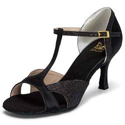 JIA JIA Damen 2055 latin sandalen 2 7 ausgestelltes heel super-satin mit funkelnden glitter tanzschuhe farbe größe 35 eu schwarz 2.5 uk von JIAJIA