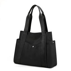 JIANLINST Damen Handtasche Shopper Multi-Pocket Tote Handtasche Henkeltasche Lässige Schultertasche Schwarz von JIANLINST