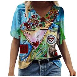 Damen Tshirt Sommer Kurzarm Shirts Oberteile,Bluse Smaragdgrün,Bluse Türkis Festlich,Bluse Apricot Damen,T Shirt Hoher Kragen,Weißes Hemd Oversize,Bluse Pink Rot von JIANROU