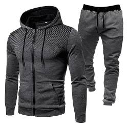 JIANROU Herren Pullover Und Sporthose Tracksuit Trainingsanzug,Schwarzer Trainingsanzug Herren,Kapuzenpullover Weiß,Sweatshirt Grau Herren,Ballonseide Jogginganzug,Dunkelblauer Jogginganzug von JIANROU