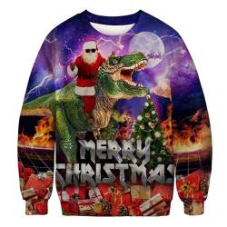 JIANROU Weihnachten Sweatshirts Herren Pullover Ugly Christmas Sweater Herbst Winter Weihnachtspulli Herren Weihnachtsdruck Winterpullover Weihnachten Schwarzer Rollkragenpullover Herren von JIANROU