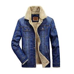 JIANYE Jeansjacke Herren mit Fell Trucker Jacke Warm Winterjacke Sherpa Übergangsjacke Outdoor Freizeitjacke Blau 3XL von JIANYE