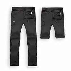 JIANYE Spodnie do wędrówek pieszych, męskie, damskie, wodoszczelne, szybkoschnące, spodnie outdoorowe, odpinane, funkcjonalne z paskiem, kolor: Czarny, rozmiar: XL von JIANYE