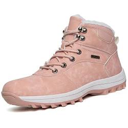 JIANYE Winterschuhe Herren Damen Warm Gefüttert Winterstiefel Wasserdicht Outdoor Trekkingschuhe Gr.36-48 Rosa 42 von JIANYE