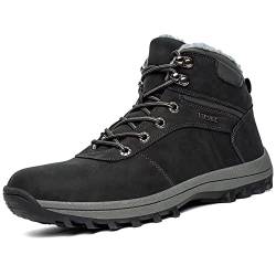 JIANYE Winterschuhe Herren Damen Warm Gefüttert Winterstiefel Wasserdicht Outdoor Trekkingschuhe Gr.36-48 Schwarz 40 von JIANYE