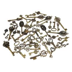 Juwelen zum Basteln, 46 Stück Vintage-Schlüssel für Steampunk-Anhänger, Schmuckherstellung, Retro, antikes Messingdekor, Kein Edelstein von JIAPAILAIYUN