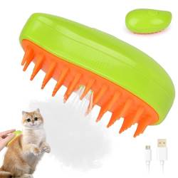 Steamy Brush Katze, Steamy Cat Brush Selbstreinigende Katzenbürste mit Dampf Katze Pflege Bürste, für Katzen und Hunde Haustier, zum Entfernen von verfilztem und losem Haar (Mango) von JIASHA