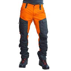 JIASHIQI Herren Lounge Cargohose,Arbeitshose mit Kordelzug,Slim Fit Freizeithose,Outdoor Color Block Multi Pockets Sport Lange Cargo-Wanderhose (Color : Orange, Size : 3XL) von JIASHIQI