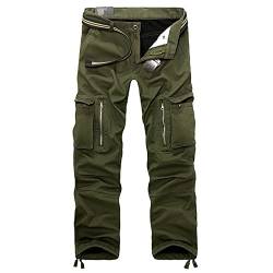 JIASHIQI Männer Fleece Cargohose，Winter Warme Taktische Hosen，Lose Armeegrüne Cargohose，Männer Casual Plus Verdicken Arbeitshosen (Color : Army Green, Size : 34) von JIASHIQI