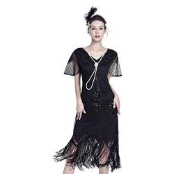 1920er Jahre Kleider für Frauen Flapper Kleid Gatsby Kleider für Frauen 20er Jahre Kostüme 1920 Great Gatsby Thema Brüllen 20er Jahre Kleid, schwarz, 34-36 von JICAGOM