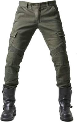 Earnmore Motorrad-Hose, Schutzhose, Herren Motorrad-Jeans aus atmungsaktivem, verschleißfestem mit 2 Paar schützenden Hüft- und Kniepolstern, Jeans (Armeegrün, XL) von JICAIXIAYA