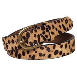 JIEDE Gürtel mit Leopardenmuster für Damen, echtes Leder, Taillengürtel für Jeans, Halbrunder Leopardenmuster, 33-37W M von JIEDE