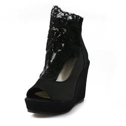 Damen Sandalen Peep Toe High Heel mit 11 cm Keilabsatz Reißverschluss Damen Pumps Plus Größe z7991 von JIEEME
