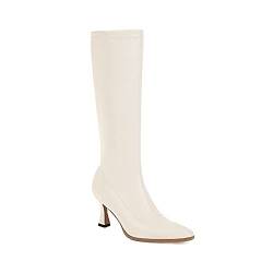 JIEEME Microfiber fashion pointed toe stiletto zipper high heel with 6 cm easy walking knee-high boots for women big size t19802 von JIEEME