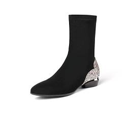 JIEEME Suede leather fashion round toe block heel slip-on low heel with 3 cm handmade ankle boots for women h6-151 von JIEEME