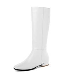 JIEEME microfiber fashion square toe block heel zipper low heel with 3.5 cm easy walking knee-high casual boots for women taa-062 von JIEEME