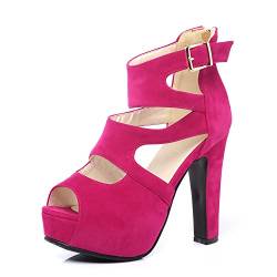JIEEME synthetik peeptoes blockabsatz reißverschluss sandaletten schnalle high heels mit 12 cm lässige pumps für damen z3081 von JIEEME