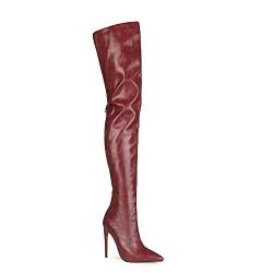Microfiber Fashion Pointed Toe Stiletto Zipper super high Heel with 12 cm Over-Knee Handmade Boots for Women Big Size twj1992 von JIEEME