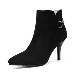 Suede Leather Fashion Pointed Toe Stiletto Zipper high Heel with 7 cm Ankle Casual Boots for Women Big Size 35-46 t09-42 von JIEEME