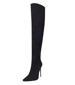 Synthetik Fashion Pointed Toe Stiletto Zipper super high Heel with 12 cm Easy Walking Over-The-Knee Boots for Women Big Size 35-46 t88402 von JIEEME