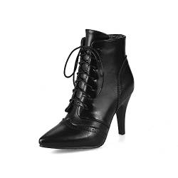 Synthetik Fashion Pointed Toe Stiletto lace-up high Heel with 8 cm Ankle Casual Boots for Women Big Size 35-48 ta-22 von JIEEME