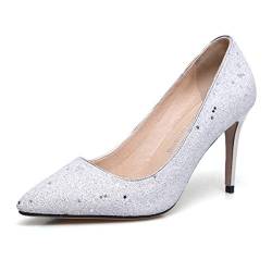 Women's Fashion Pointed Toe Stiletto Slip-on high Heel with 8.5 cm Comfortable Easy Walking Casual Pumps for Women Big Size 3-8s von JIEEME