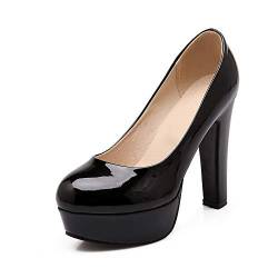 Women's Fashion Round Toe Stiletto Slip-on super high Heel with 12 cm Comfortable Easy Walking 3 cm Platform Evening Party Pumps for Women Big Size z99-10s von JIEEME