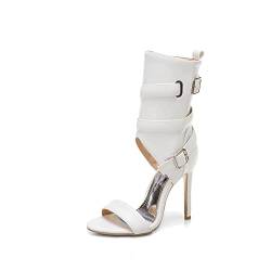 Women's fashion peep toe stiletto zip/buckle strap sandals high heel with 10 cm easy walking casual pumps for women big size z33-12s von JIEEME