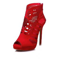 Women's sexy peep toe stiletto zip high heel with 11.5 cm sandals easy walking evening party pumps for women big size 35-49 z588s von JIEEME