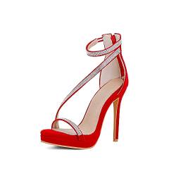 Women's sexy peep toe stiletto zip high heel with 12 cm sandals crystals easy walking evening party pumps for women big size 35-50 zt571s von JIEEME