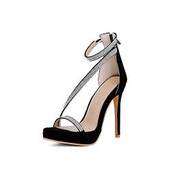Women's sexy peep toe stiletto zip high heel with 12 cm sandals crystals easy walking evening party pumps for women big size 35-50 zt571s von JIEEME