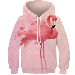 JIEJIAN Flamingo Mädchen Hoodie Up Kinder Pullover Tops Langarm Jacke Kleinkind Sweatshirts Outfit Kleidung Geschenk 9-11Y von JIEJIAN