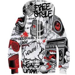 JIEJIAN Graffiti Art Theme Kinder Hoodies Pullover 3D Sweatshirt Pullover Tops Für Jungen Mädchen 11-13Y von JIEJIAN