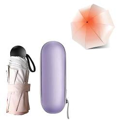 JIGUOOR Falten Reise Regenschirm,8 Ribs Mini Regenschirm Kleiner UV Regenschirm Mini Anti-UV Kompakt Regenschirm Winddicht Starke Tragbare Tasche Regenschirm mit Kapsel Fall für Männer Frauen von JIGUOOR