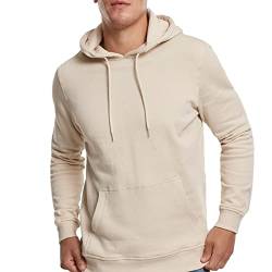 JIHUILAI Herren-Sweatshirt, klassischer Fleece-Kapuzenpullover, Baumwoll-Mischgewebe, einfarbig, Kordelzug mit Kapuze (XS-3XL), Cremeweiß, Large von JIHUILAI