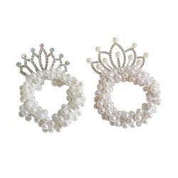 2 Stück Perlen Haargummis Elastische Pferdeschwanz Halter Stirnbänder Haarbänder Haarschmuck für Frauen Mädchen von JIHUOO