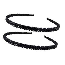 2 Stück Schwarz Kristall Stirnbänder rutschfeste Perlen Haarband Strass Haarreife Glänzende Kristall Haarschmuck für Damen Mädchen von JIHUOO