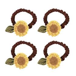 4 Stück Sonnenblumen Haargummis Blumen Scrunchies Floral Stirnbänder Gummi Haarbänder Pferdeschwanz Halter Haar Seil für Frauen Mädchen von JIHUOO