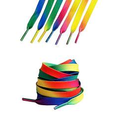 JIHUOO 10 Paar 110CM Regenbogen Schnürsenkel Flache Bunte Schuhbänder Schuhriemen Schnürband für Sneaker Sportschuhe von JIHUOO