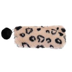 JIHUOO Plüsch Federmäppchen Leopard Mäppchen Kosmetiktasche Federmappe Federtasche Bleistift Beutel Kulturtasche Aufbewahrungstasche für Mädchen Damen von JIHUOO