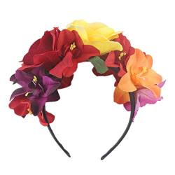 JIHUOO Rosen Stirnband Haarreif Haarband Blumen Krone Kranz Hochzeit Kopfband für Damen von JIHUOO